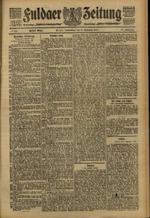 Erste Ausgabe vom Donnerstag, den 08. Dezember 1910.