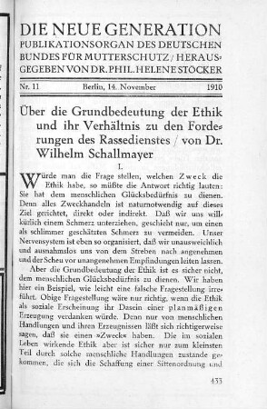 Nr. 11 Berlin, den 14. November 1910