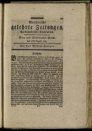 Drey und Dreissigstes Stück, den 17ten August 1793.