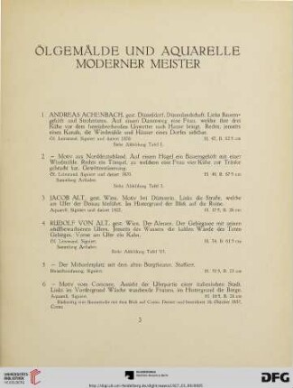 Ölgemälde und Aquarelle moderner Meister (Nr. 1-144)