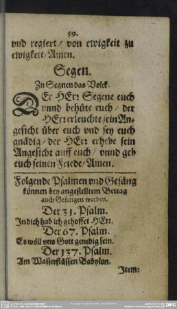 Folgende Psalmen und Gesäng können bey angstelltem Bettag auch Gesungen werden