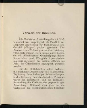 V-VIII, Vorwort der Direktion