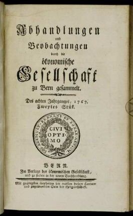 Des achten Jahrganges, 1767. Zweytes Stük