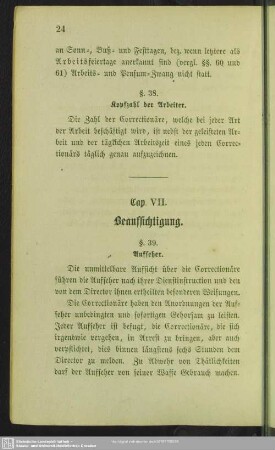 Cap. VII. Beaufsichtigung