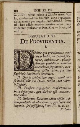Disputatio XI. De Providentia
