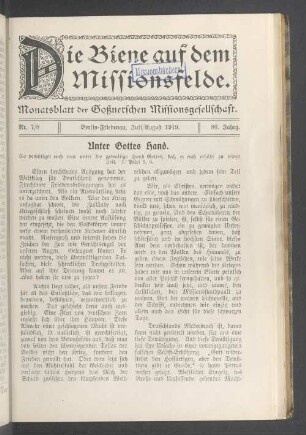 Nr. 7/8. Juli/August 1919