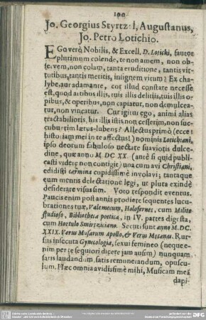 Jo. Georgius Styrtzel, Augustanus, Jo. Petro Lotichio