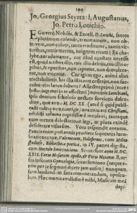 Jo. Georgius Styrtzel, Augustanus, Jo. Petro Lotichio