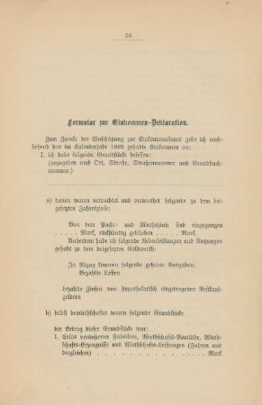 Formular zur Einkommen-Deklaration.