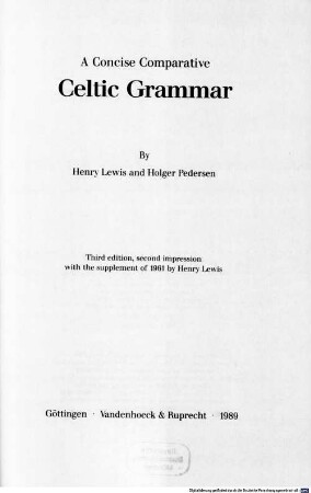 A concise comparative Celtic grammar