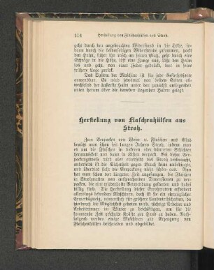 Herstellung von Flaschenhülsen aus Stroh.