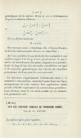 Sur une Certaine surface du Troisième Ordre.