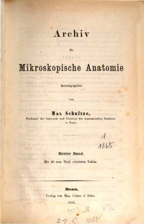 Archiv für mikroskopische Anatomie. 1, 1. 1865