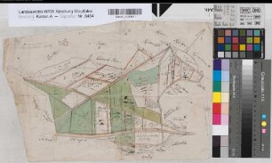 Borgholzhausen (Borgholzhausen) Teilung der Tielheide (Entwurf) (1772) o.M. (1 : 3750) ca 28 x 41 kol. Zeichnung Spez.Verz. Markenkarten X Nr. 17b