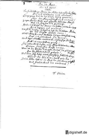 7: Brief von Maria Tugendreich geb. Fromme Gleim an Johann Wilhelm Ludwig Gleim