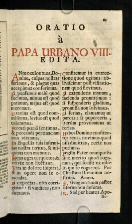 lix-lxi, Oratio à Papa Urbano VIII. Edita
