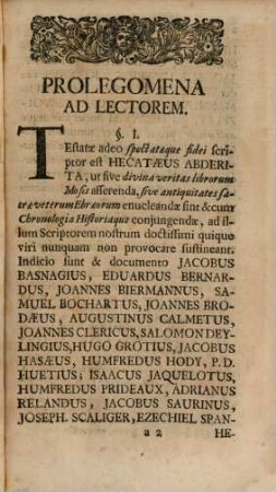 Hecatæi Abderitæ Philosophi Et Historici Bis Mille Abhinc Annis Longe Celeberrimi Eclogæ Sive Fragmenta Integri Olim Libri De Historia Et Antiqvitatibvs Sacris Vetervm Ebraeorvm, Graece Et Latine