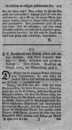 Oden und andere Gedichte, auch kleine prosaische Aufsätze. Bd.1.2.