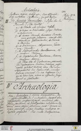 IV Archæologia
