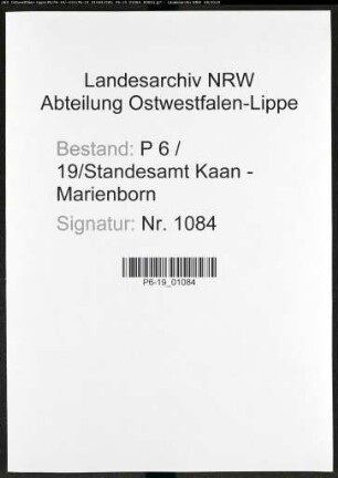 Sterberegister Standesamt Kaan-Marienborn