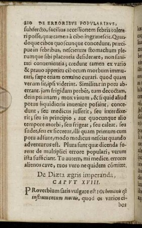 Caput XVIII. De Diaeta aegris imperanda