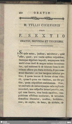 Pro P. Sextio Oratio, Secunda Et Tricesima