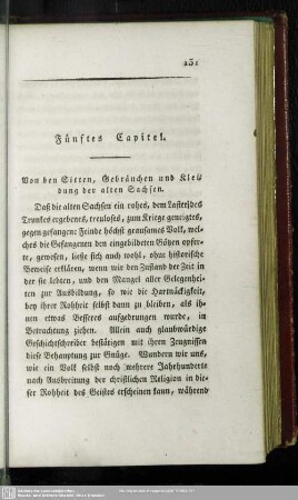 Fünftes Capitel. Von den Sitten, Gebräuchen und Kleidung der alten Sachsen
