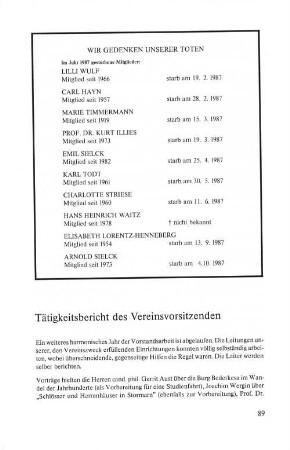 Tätigkeitsbericht des Vereinsvorsitzenden