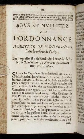 Abus Et Nullitez De L´Ordonnance