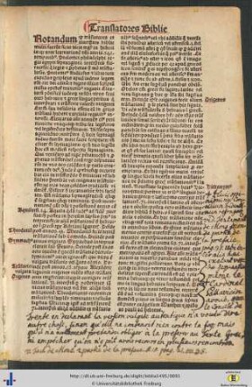 Translatores Biblie mit handschriftlichen Anmerkungen