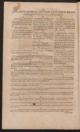 Johannis Georgii, Septimi Electoris Brandenburgici Posteritas, ex Coniugibus