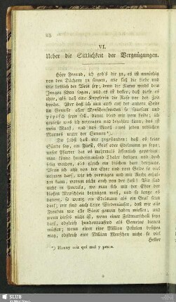 VI. Ueber die Sittlichkeit der Vergnügungen