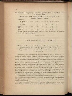 Notizie sull'agricoltura all'estero.