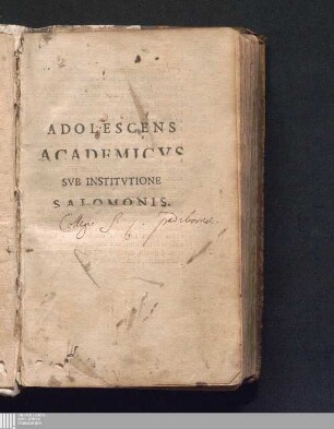 Adolescens Academicvs Svb Institvtione Salomonis