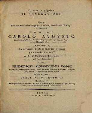 Disp. phys. de generatione