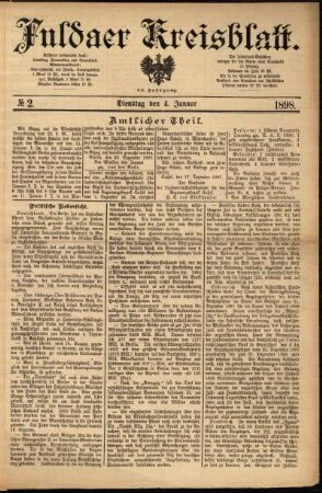 Ausgabe vom Dienstag, den 04. Januar 1898.