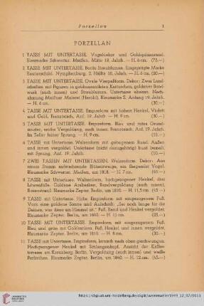 Porzellan (Nr. 1 - 71)