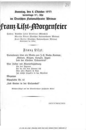 Franz Liszt-Morgenfeier