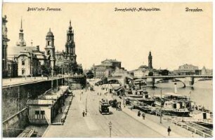 Dresden. Dampfschiff-Anlegeplätze mit Dampfern