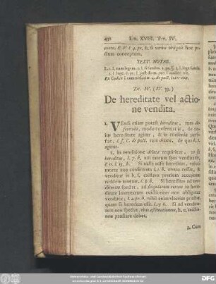 Tit. IV. (IV. 39.) De hereditate vel actione vendita.