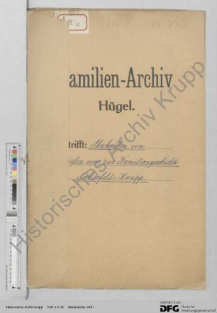 Abschriften von Schreiben und Notizen zur Geschichte der Familie Ascherfeld-Krupp, Bd. 2