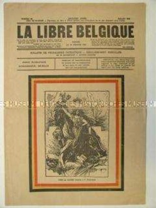 Illegale Wochenzeitung aus dem besetzten Belgien "La Libre Belgique" mit Karikaturen und Auszügen aus Zeitungen der belgischen patriotischen Bewegung