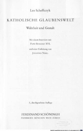 Katholische Glaubenswelt : Wahrheit und Gestalt