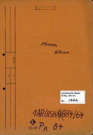 Personenheft William Knopp (*27.09.1909), Obersturmbannführer