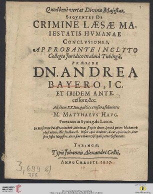 Sequentes De Crimine Laesae Maiestatis Humanae Conclusiones