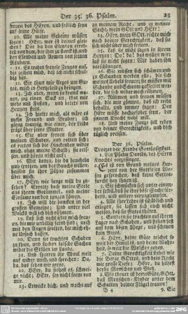 Der 36. Psalm. Trotzet der Feinde Gottlosigkeit