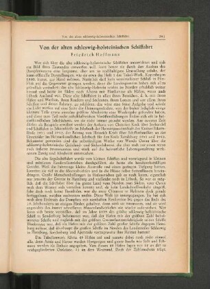 Von der alten schleswig-holsteinischen Schiffahrt Friedrich Hoffmann