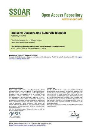 Indische Diaspora und kulturelle Identität