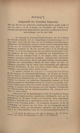 Anhang. Denkschrift der Deutschen Regierung ...