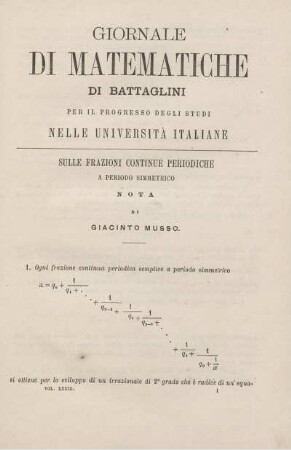Sulle frazioni continue periodiche a periodo simmetrico.